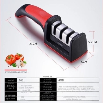 Bucătărie Consumabile Creative Rașniță de cuțit rapidă în trei etape Cuțit din oțel tungsten ceramic Tijă de șlefuit Cuțit portabil Piatră de șlefuit Piatră de șlefuit non-electrică