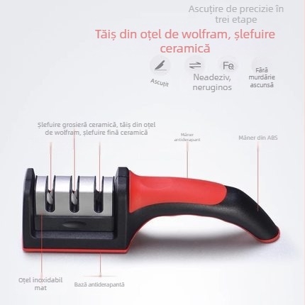 Bucătărie Consumabile Creative Rașniță de cuțit rapidă în trei etape Cuțit din oțel tungsten ceramic Tijă de șlefuit Cuțit portabil Piatră de șlefuit Piatră de șlefuit non-electrică