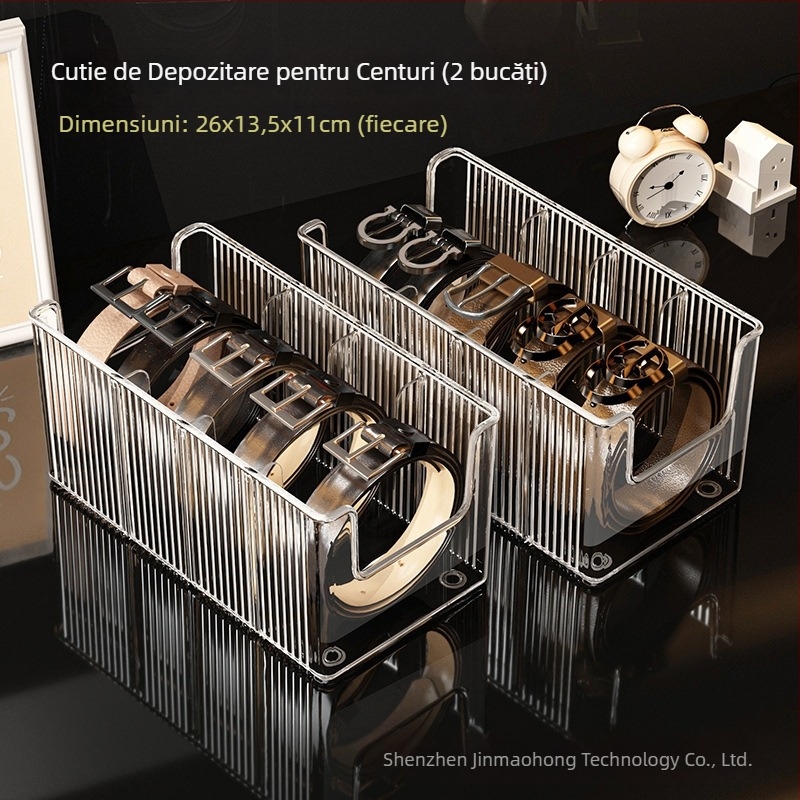 Cutie de depozitare pentru curea, artefacte de uz casnic, aranjament de cravate divizate, raft de afișare pentru desktop, cutie de depozitare transparentă pentru curea pentru bărbați
