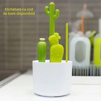 Perie pentru biberoane cu cactus, perie cu paie, set de perii de curățare multifuncționale, perie pentru suzetă, perie pentru curățarea crăpăturilor cu unghi complet