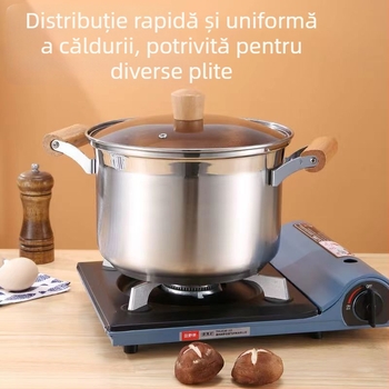 Oală de supă din oțel inoxidabil îngroșat, nemagnetic, oală pentru lapte, supliment alimentar, oală de gătit, oală fierbinte, aragaz cu inducție pe gaz, universal, antiaderent