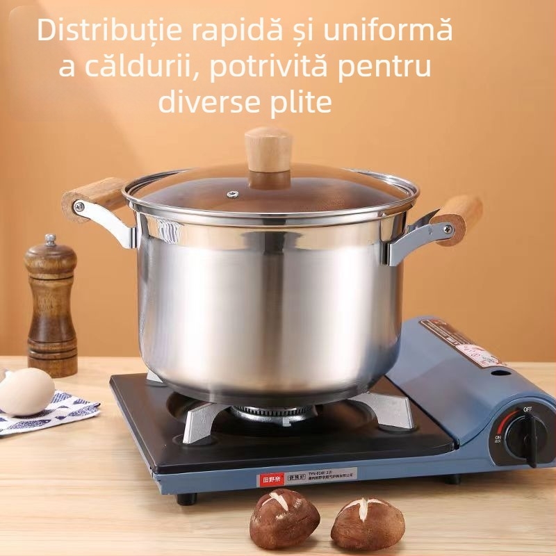 Oală de supă din oțel inoxidabil îngroșat, nemagnetic, oală pentru lapte, supliment alimentar, oală de gătit, oală fierbinte, aragaz cu inducție pe gaz, universal, antiaderent