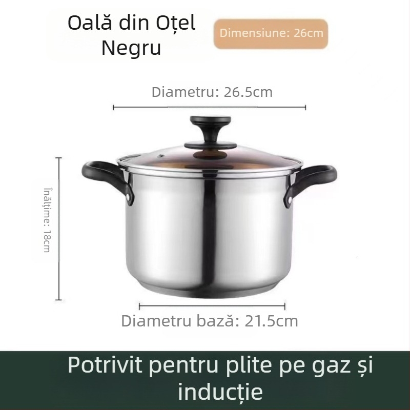 Oală de supă din oțel inoxidabil îngroșat, nemagnetic, oală pentru lapte, supliment alimentar, oală de gătit, oală fierbinte, aragaz cu inducție pe gaz, universal, antiaderent