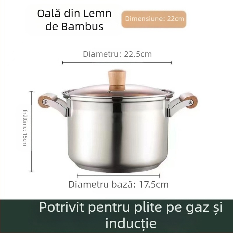 Oală de supă din oțel inoxidabil îngroșat, nemagnetic, oală pentru lapte, supliment alimentar, oală de gătit, oală fierbinte, aragaz cu inducție pe gaz, universal, antiaderent