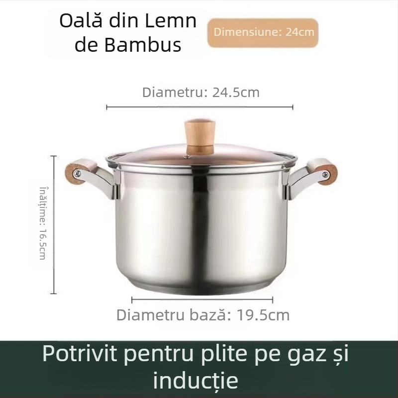 Oală de supă din oțel inoxidabil îngroșat, nemagnetic, oală pentru lapte, supliment alimentar, oală de gătit, oală fierbinte, aragaz cu inducție pe gaz, universal, antiaderent