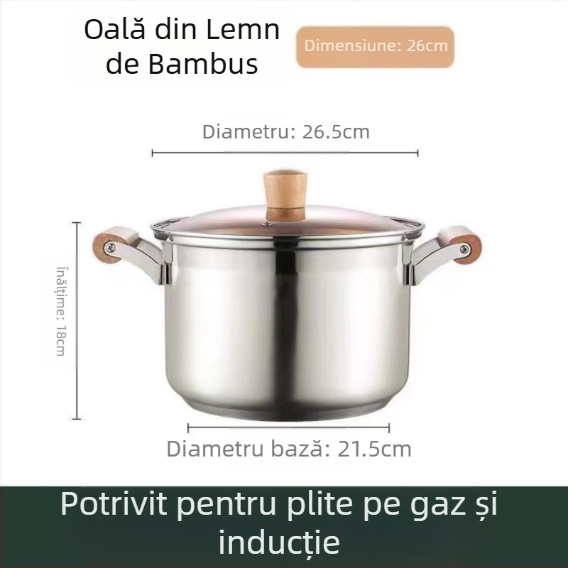 Oală de supă din oțel inoxidabil îngroșat, nemagnetic, oală pentru lapte, supliment alimentar, oală de gătit, oală fierbinte, aragaz cu inducție pe gaz, universal, antiaderent