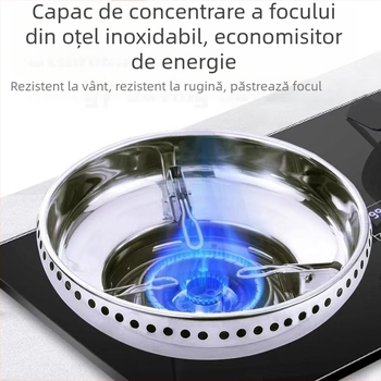 Capac rezistent la vânt din oțel inoxidabil, dublu strat, sobă pe gaz, inel de foc de economisire a energiei, suport pentru sobă pe gaz, accesorii cu un singur strat din oțel inoxidabil