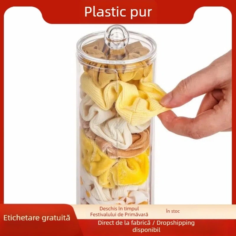 Cutie de depozitare pentru accesorii de păr, cutie de bijuterii de mare capacitate pentru birou, cutie de păr pentru copii, curea de păr pentru studenți, titlu rezistent la praf, masă de toaletă transparentă