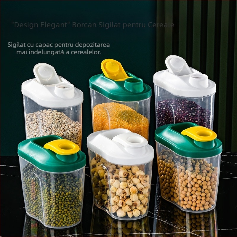 Cutie de depozitare sigilată de uz casnic nouă, cutie de depozitare rezistentă la umiditate, cutie de depozitare pentru sufragerie, biscuiți cu nuci, borcan de plastic pentru depozitarea cerealelor grosiere