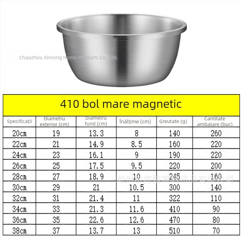 Bazin din oțel inoxidabil 304 îngroșat și bazin multifuncțional, lavoar, bazin pentru legume, bol pentru ouă, bazin pentru supă de uz casnic, bazin
