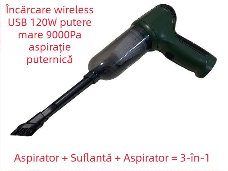 Aspirator wireless auto multifuncțional puternic cu suflare, aspirare mică, suflantă de praf portabilă de mare putere
