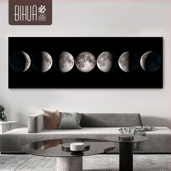 Pictură murală din fabrică SOURCE pictură decorativă pentru living pictură nordică suspendată alb-negru pictură din porțelan cu cristal de lună pictură pe noptieră în cameră de hotel