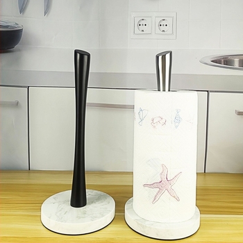 Suport vertical pentru șervețele de bucătărie cu bază din marmură, suport pentru șervețele de masă, suport pentru role de hârtie din oțel inoxidabil, fără perforare, pentru birou