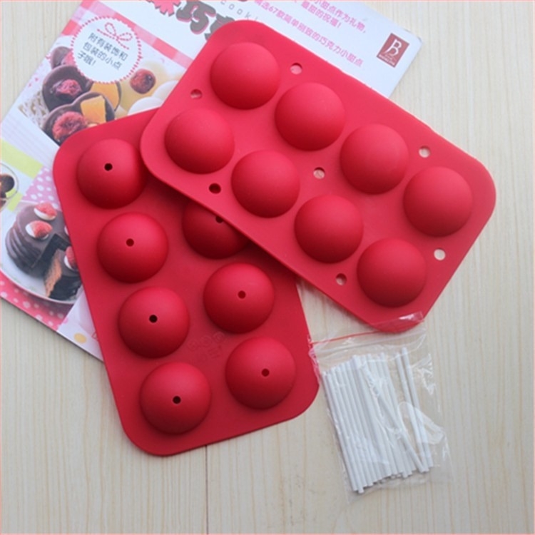 Factory Outlet 20 de găuri roz de calitate alimentară din silicon Lollipop matriță tort gheață ciocolată sferică matriță