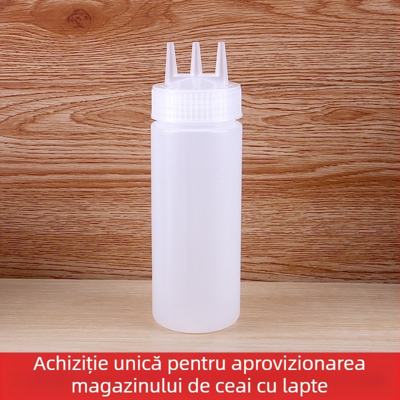 Sticlă de plastic cu trei găuri pentru sos de roșii, sticlă de Salah, sticlă de sos, sticlă de înaltă calitate, sticlă de dulceață, sticlă de stoarcere