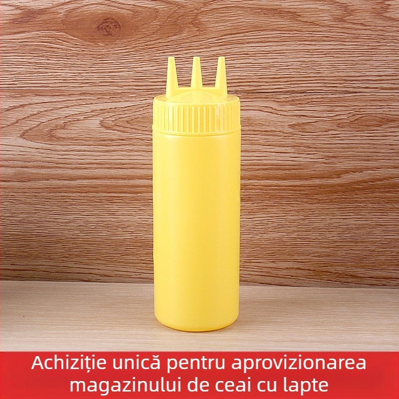 Sticlă de plastic cu trei găuri pentru sos de roșii, sticlă de Salah, sticlă de sos, sticlă de înaltă calitate, sticlă de dulceață, sticlă de stoarcere