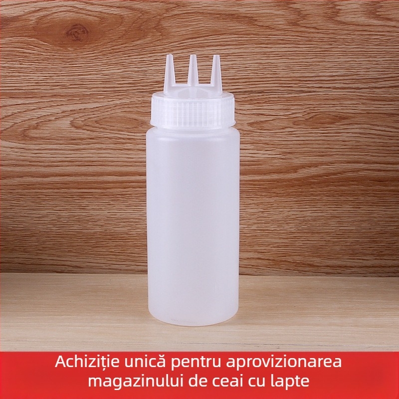 Sticlă de plastic cu trei găuri pentru sos de roșii, sticlă de Salah, sticlă de sos, sticlă de înaltă calitate, sticlă de dulceață, sticlă de stoarcere
