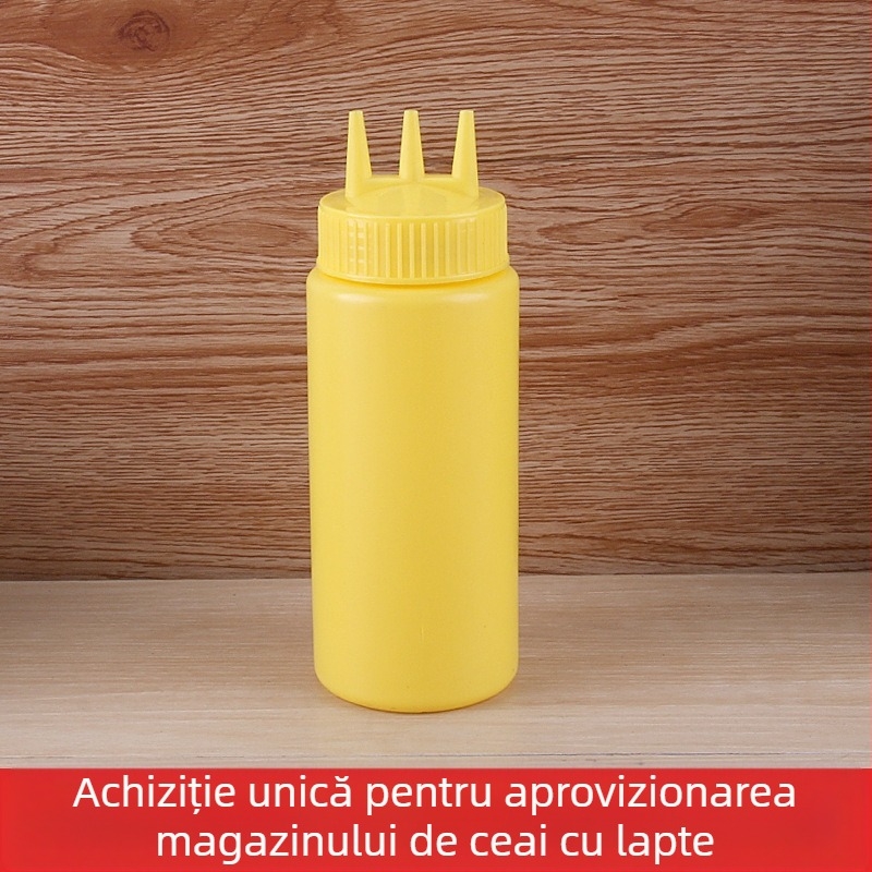 Sticlă de plastic cu trei găuri pentru sos de roșii, sticlă de Salah, sticlă de sos, sticlă de înaltă calitate, sticlă de dulceață, sticlă de stoarcere
