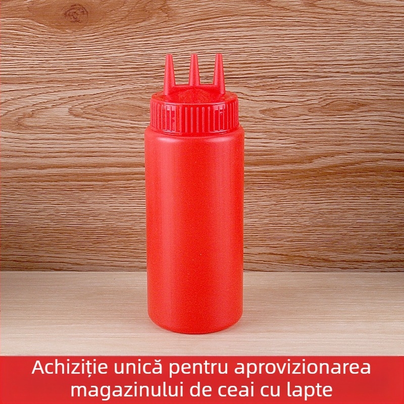 Sticlă de plastic cu trei găuri pentru sos de roșii, sticlă de Salah, sticlă de sos, sticlă de înaltă calitate, sticlă de dulceață, sticlă de stoarcere