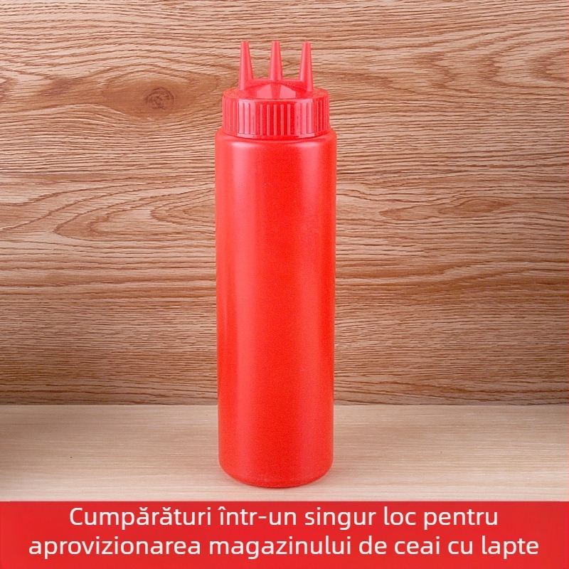 Sticlă de plastic cu trei găuri pentru sos de roșii, sticlă de Salah, sticlă de sos, sticlă de înaltă calitate, sticlă de dulceață, sticlă de stoarcere