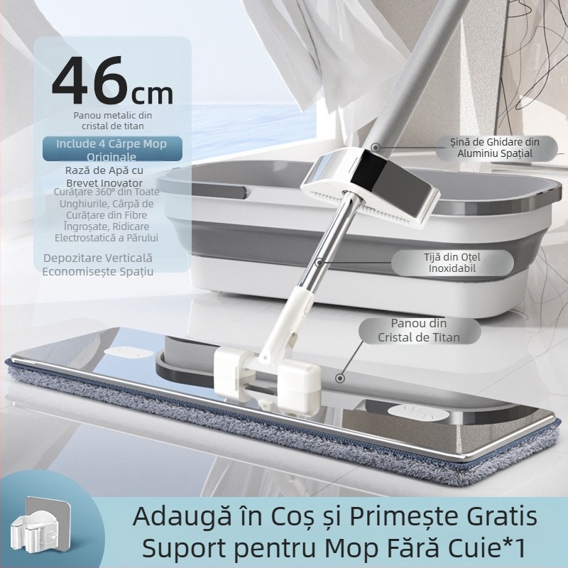 Mop plat din cristal de titan nou 2024, mop de curățare manuală, fără spălare, mop de uz casnic, mop leneș, artefact, mop, mop, mop, economisește forța de muncă