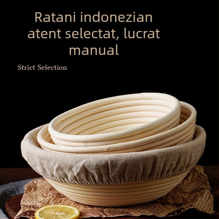 Coș de fermentare a pâinii, țesut manual, din ratan indonezian, rotund, oval, triunghiular, pentru copt, multi-specificație, țesut american din ratan