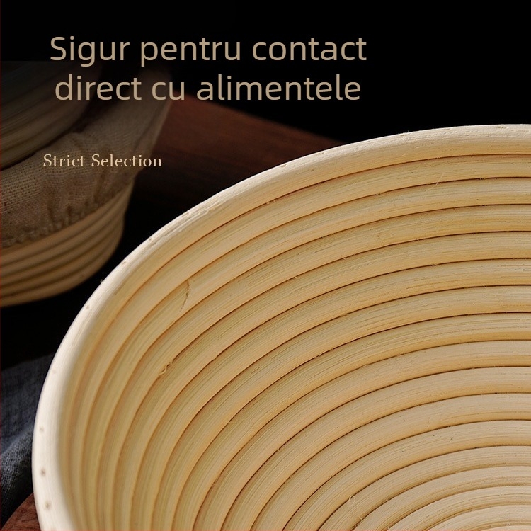Coș de fermentare a pâinii, țesut manual, din ratan indonezian, rotund, oval, triunghiular, pentru copt, multi-specificație, țesut american din ratan