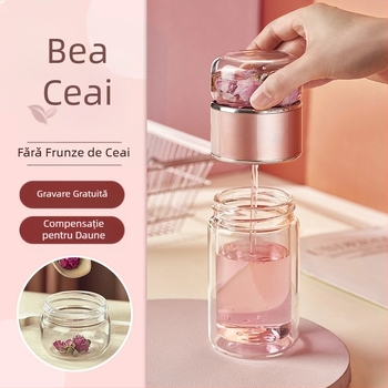 Ceai separator ceai ceașcă de ceai floare ceașcă de ceai dublu strat sticlă femeie Net roșu drăguț portabil cană de apă 2022 nou Cupă