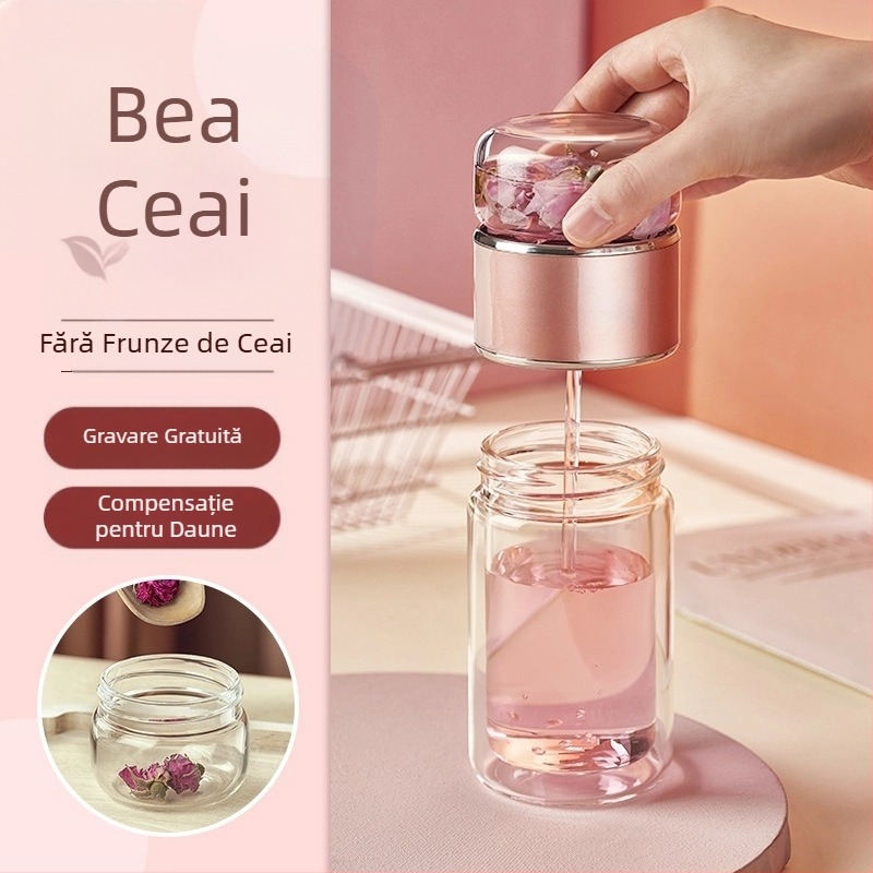Ceai separator ceai ceașcă de ceai floare ceașcă de ceai dublu strat sticlă femeie Net roșu drăguț portabil cană de apă 2022 nou Cupă