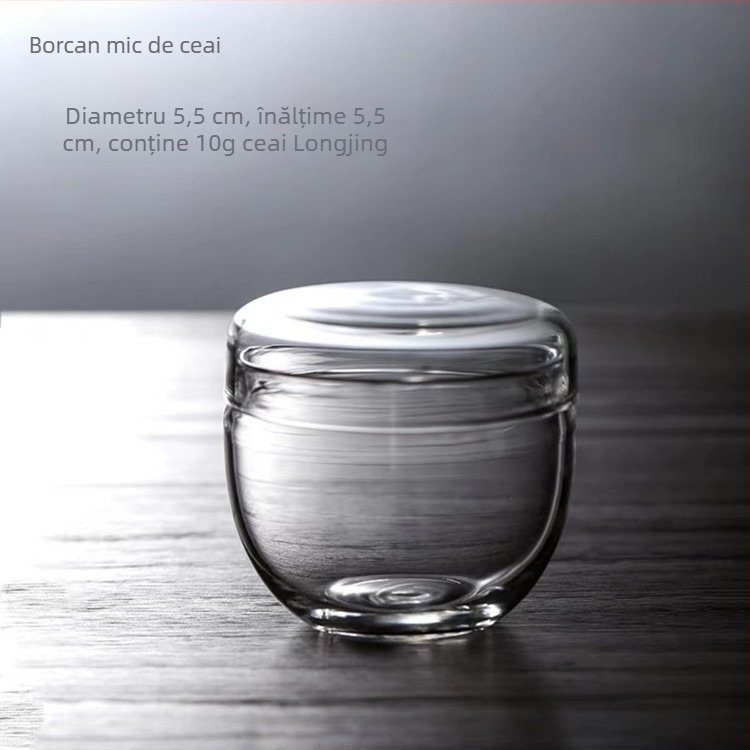Mini cutie mică de ceai, cutie de ceai de trezire din sticlă borosilicată înaltă, cutie de ceai Kung Fu, depozit de ceai portabil, depozitare nesigilată