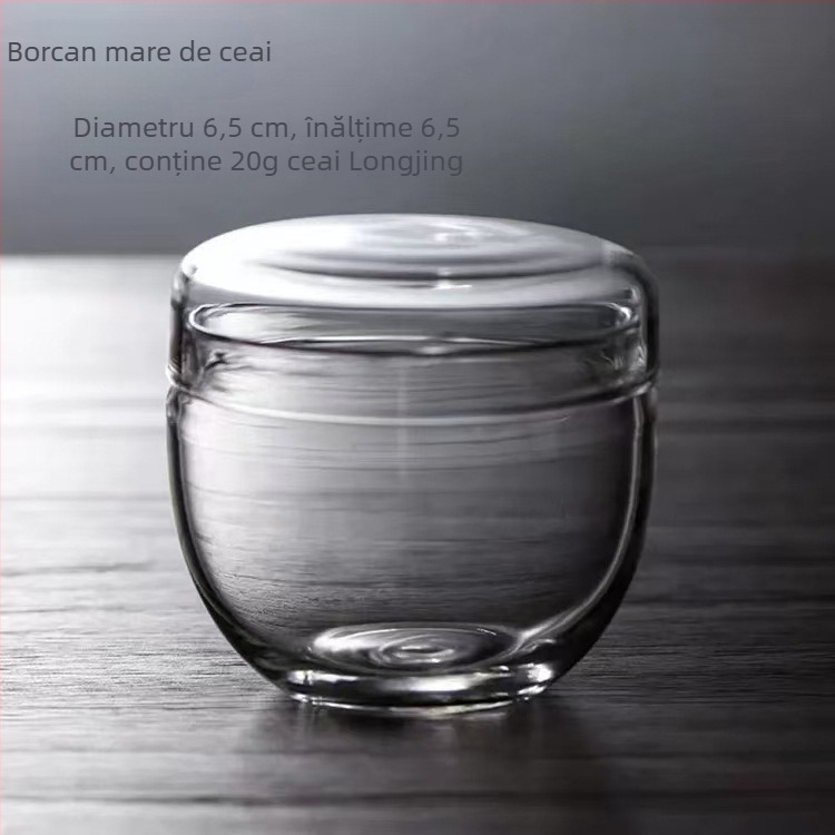 Mini cutie mică de ceai, cutie de ceai de trezire din sticlă borosilicată înaltă, cutie de ceai Kung Fu, depozit de ceai portabil, depozitare nesigilată