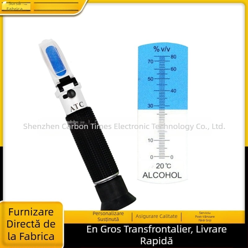 Refractometru portabil convenabil de înaltă precizie 0-80%, etanol, alcool, concentrație, instrument de măsurare a alcoolului, alcoolmetru