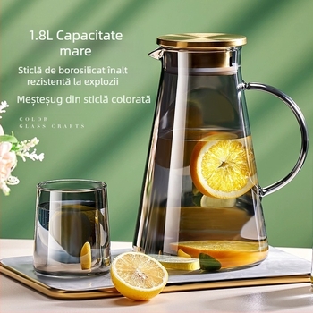 Ceainic de fructe din sticlă, ceainic cu gheață, ceainic de mare capacitate, ceainic de ceai rece, set de ceai rece de uz casnic, ceainic de apă rece