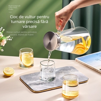 Ceainic de fructe din sticlă, ceainic cu gheață, ceainic de mare capacitate, ceainic de ceai rece, set de ceai rece de uz casnic, ceainic de apă rece