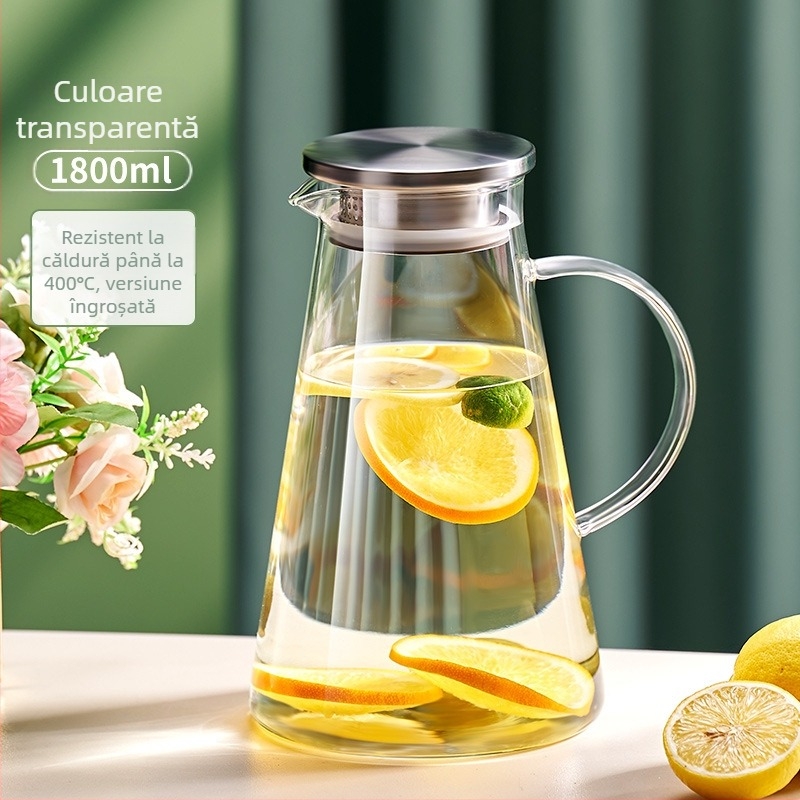 Ceainic de fructe din sticlă, ceainic cu gheață, ceainic de mare capacitate, ceainic de ceai rece, set de ceai rece de uz casnic, ceainic de apă rece