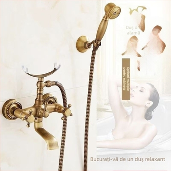 Set de duș simplu antic, din cupru, stil european, pentru baie, duș, baterie de duș, priză retro, duș