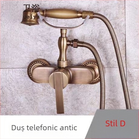 Set de duș simplu antic, din cupru, stil european, pentru baie, duș, baterie de duș, priză retro, duș