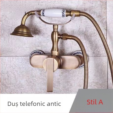 Set de duș simplu antic, din cupru, stil european, pentru baie, duș, baterie de duș, priză retro, duș