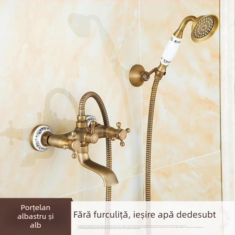 Set de duș simplu antic, din cupru, stil european, pentru baie, duș, baterie de duș, priză retro, duș