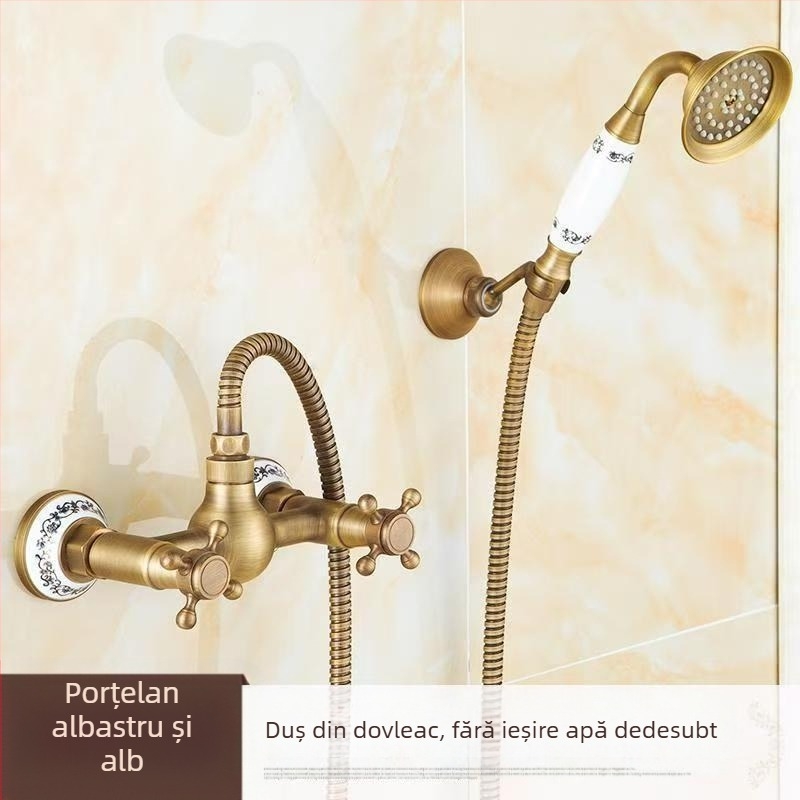 Set de duș simplu antic, din cupru, stil european, pentru baie, duș, baterie de duș, priză retro, duș