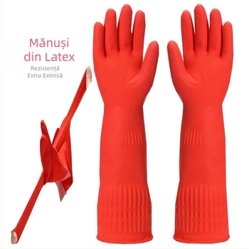 Mănuși de spălat vase pentru uz casnic, extra lungi și groase, impermeabile și antiderapante, pentru curățarea bucătăriei și spălarea mașinii