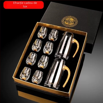 Cupă cu picătură fațetată, sticlă de cristal creativă, folie de aur, pahar de vin alb, pahar de băuturi spirtoase, en-gros