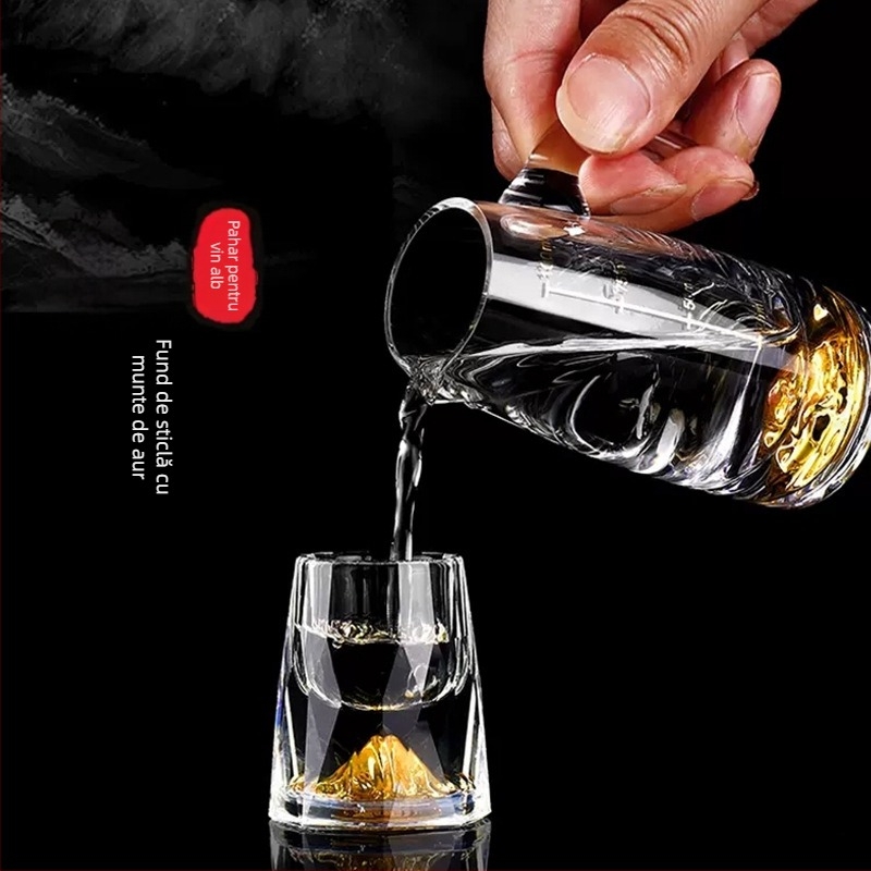 Cupă cu picătură fațetată, sticlă de cristal creativă, folie de aur, pahar de vin alb, pahar de băuturi spirtoase, en-gros