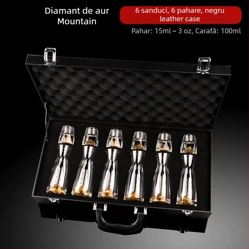 Cupă cu picătură fațetată, sticlă de cristal creativă, folie de aur, pahar de vin alb, pahar de băuturi spirtoase, en-gros