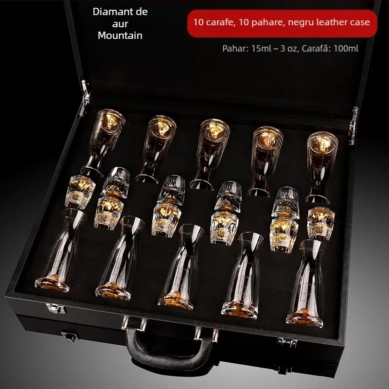 Cupă cu picătură fațetată, sticlă de cristal creativă, folie de aur, pahar de vin alb, pahar de băuturi spirtoase, en-gros