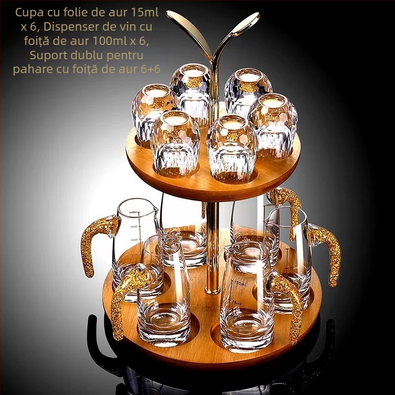 Cupă cu picătură fațetată, sticlă de cristal creativă, folie de aur, pahar de vin alb, pahar de băuturi spirtoase, en-gros