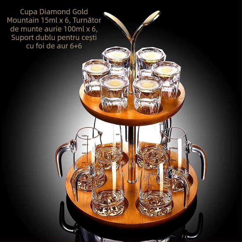 Cupă cu picătură fațetată, sticlă de cristal creativă, folie de aur, pahar de vin alb, pahar de băuturi spirtoase, en-gros