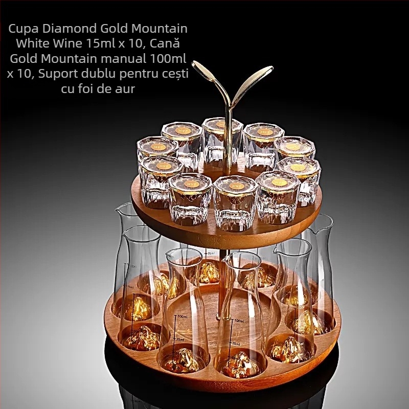 Cupă cu picătură fațetată, sticlă de cristal creativă, folie de aur, pahar de vin alb, pahar de băuturi spirtoase, en-gros