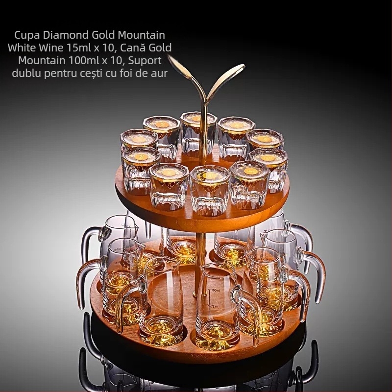 Cupă cu picătură fațetată, sticlă de cristal creativă, folie de aur, pahar de vin alb, pahar de băuturi spirtoase, en-gros