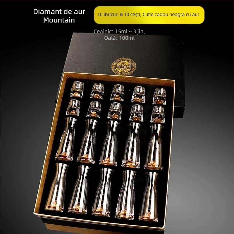 Cupă cu picătură fațetată, sticlă de cristal creativă, folie de aur, pahar de vin alb, pahar de băuturi spirtoase, en-gros